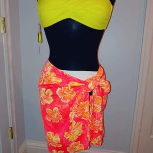 Bright Coral/Yellow Sarong by Raisins